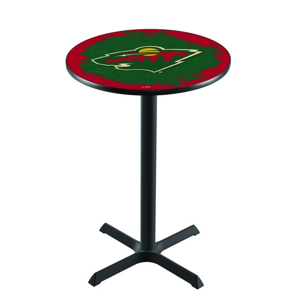 42" Blk Wrinkle Minnesota Wild Pub Table